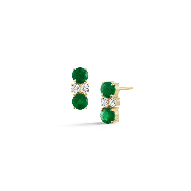 Prive Petite Double Emerald and Diamond Studs