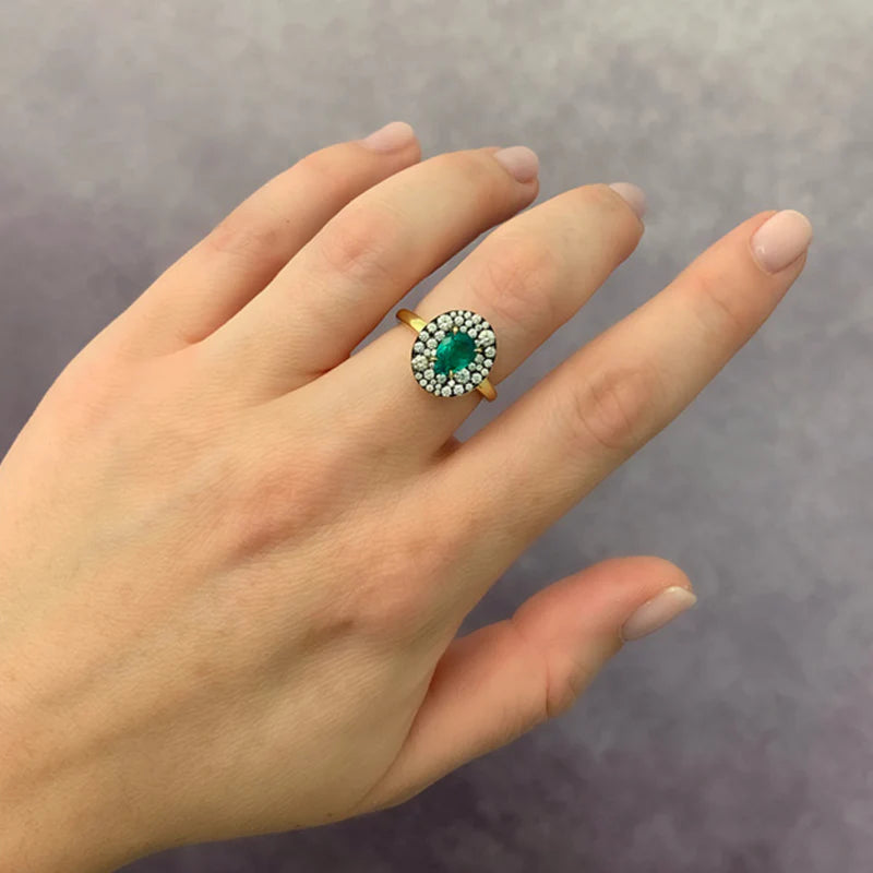 Prive Emerald Pear and Diamond Ring