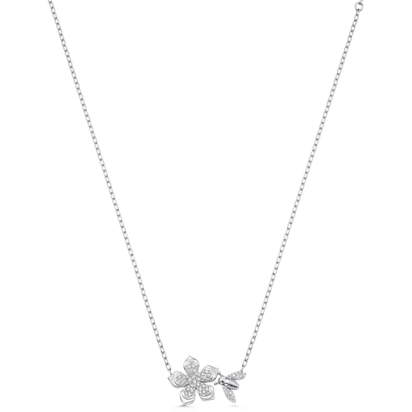 Queen Bee Gold and Diamond Full Pear Flower Necklace