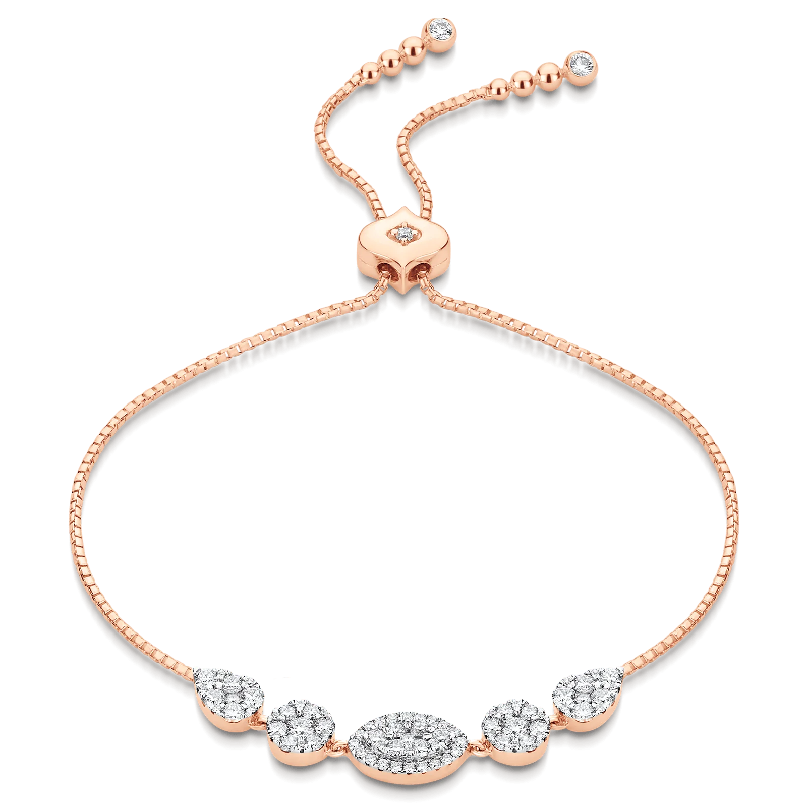 Reverie Marquis Round & Pear Diamond Bolo Bracelet