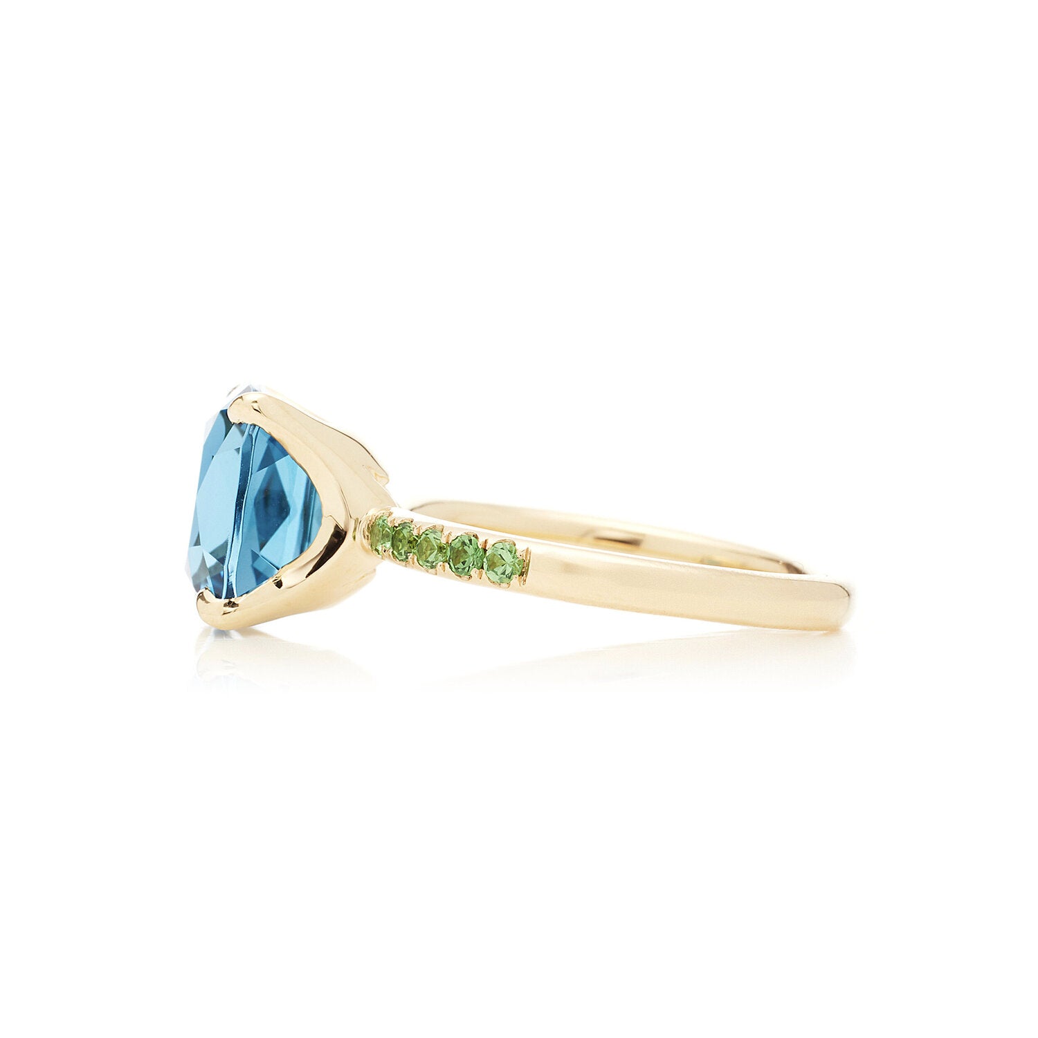 Cirque Solitaire Color Pavé Band with London Blue Topaz and Tsavorite Garnet