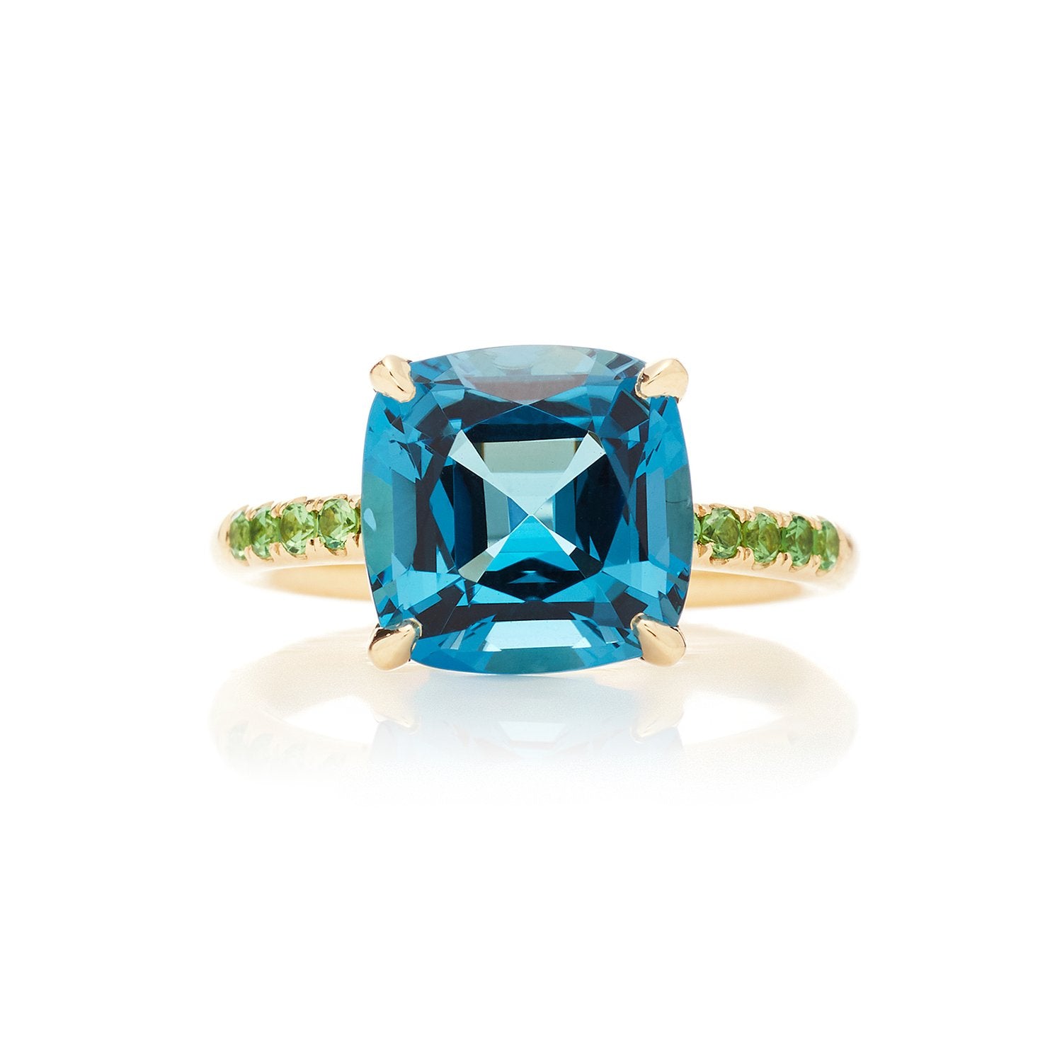 Cirque Solitaire Color Pavé Band with London Blue Topaz and Tsavorite Garnet