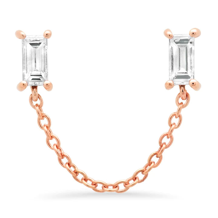 Diamond Baguette Chain Studs