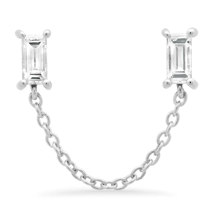 Diamond Baguette Chain Studs