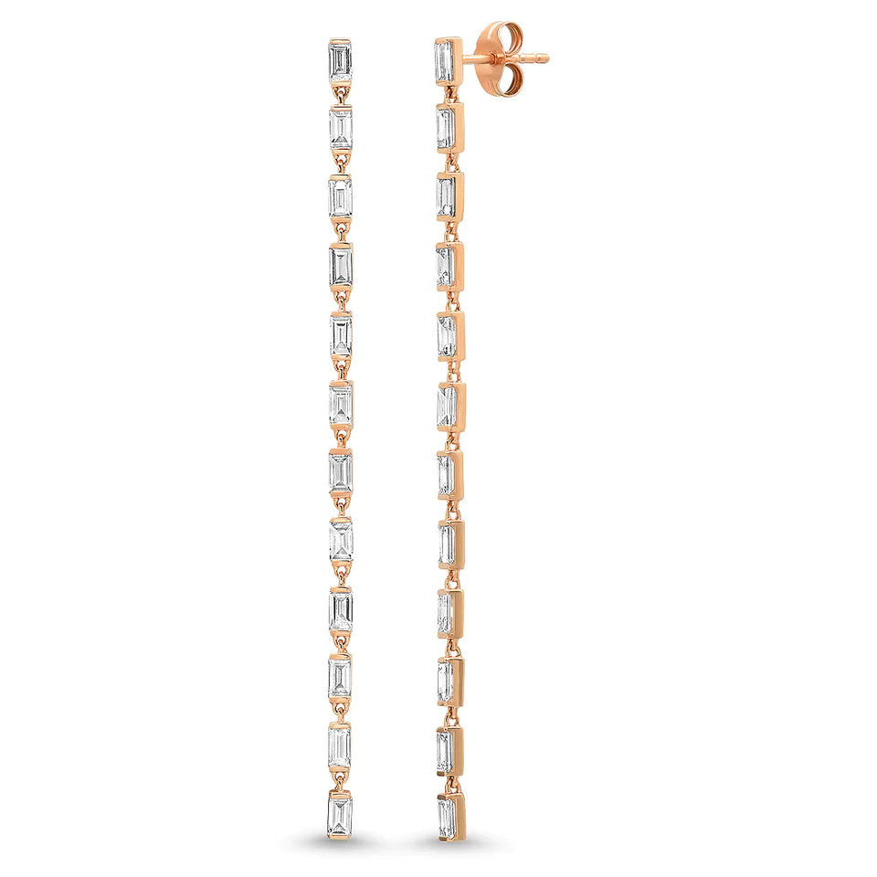 Diamond Baguette Link Earrings