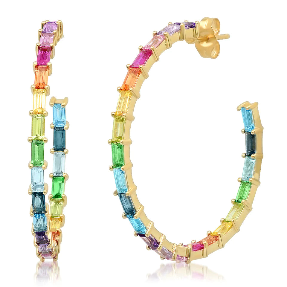 Rainbow Baguette Hoops