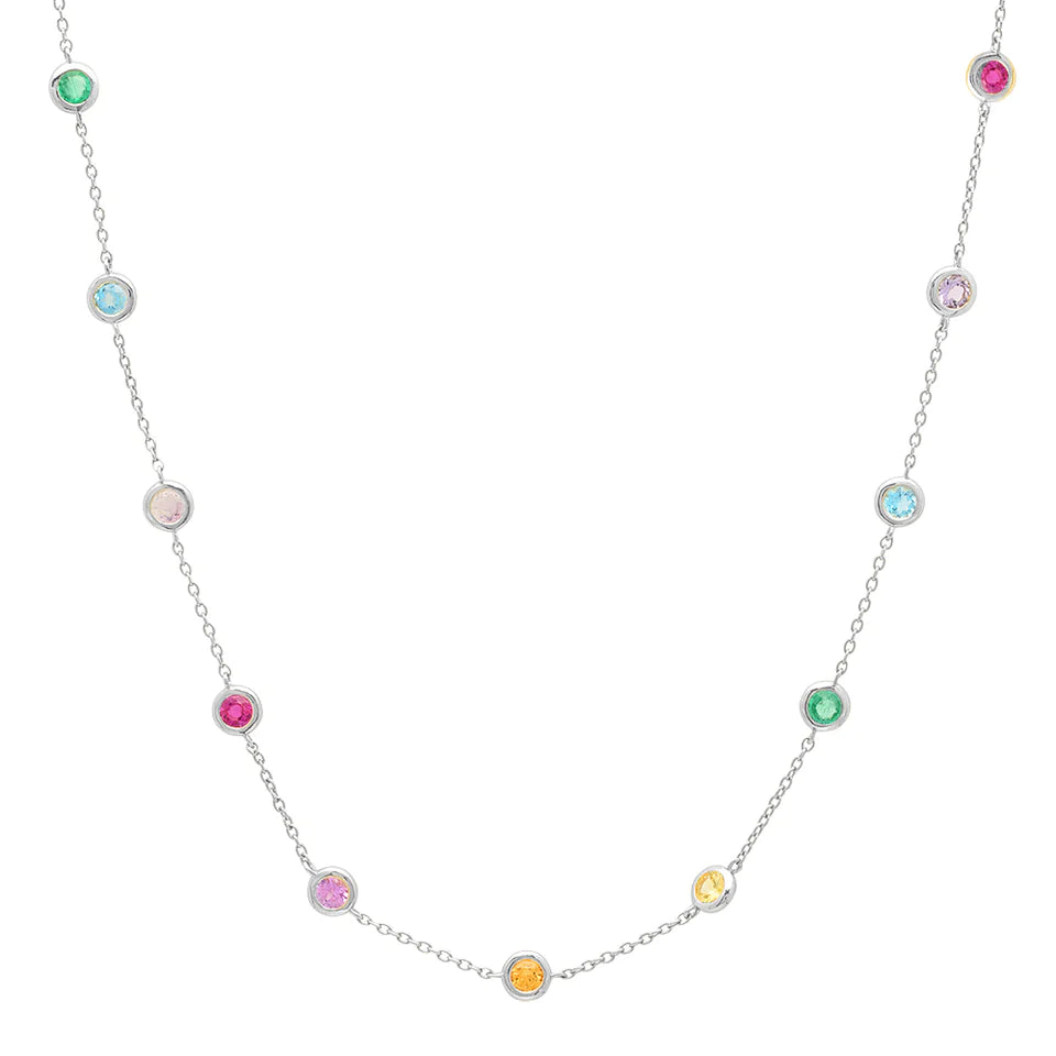 Rainbow Bezel Set Necklace