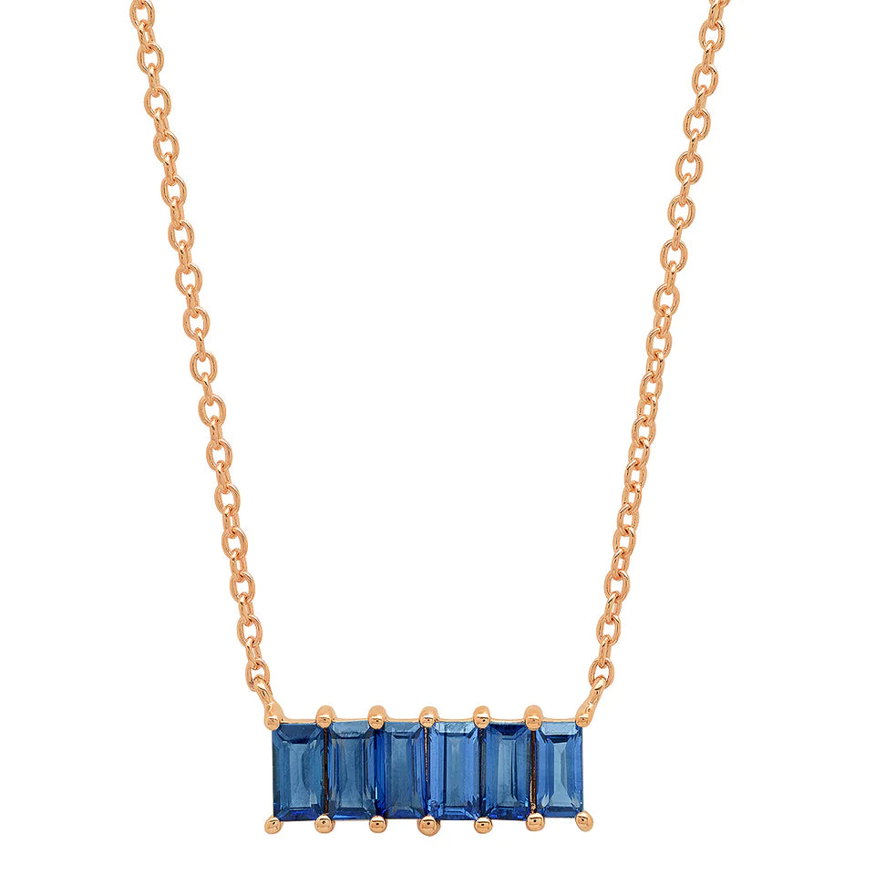 Blue Sapphire Baguette Staple Necklace