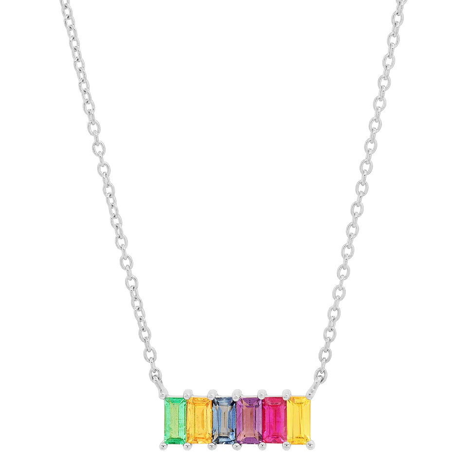 Multi Colored Baguette Staple Necklace