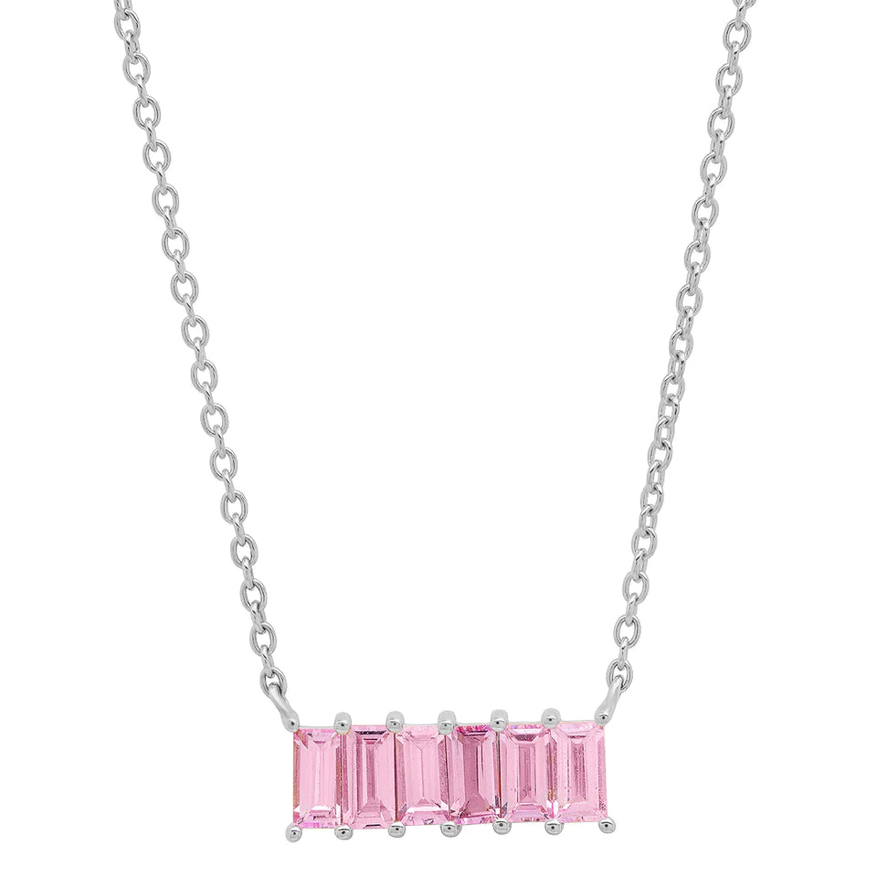 Pink Sapphire Baguette Staple Necklace