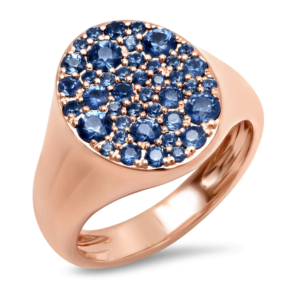 Blue Sapphire Signet Pinky Ring