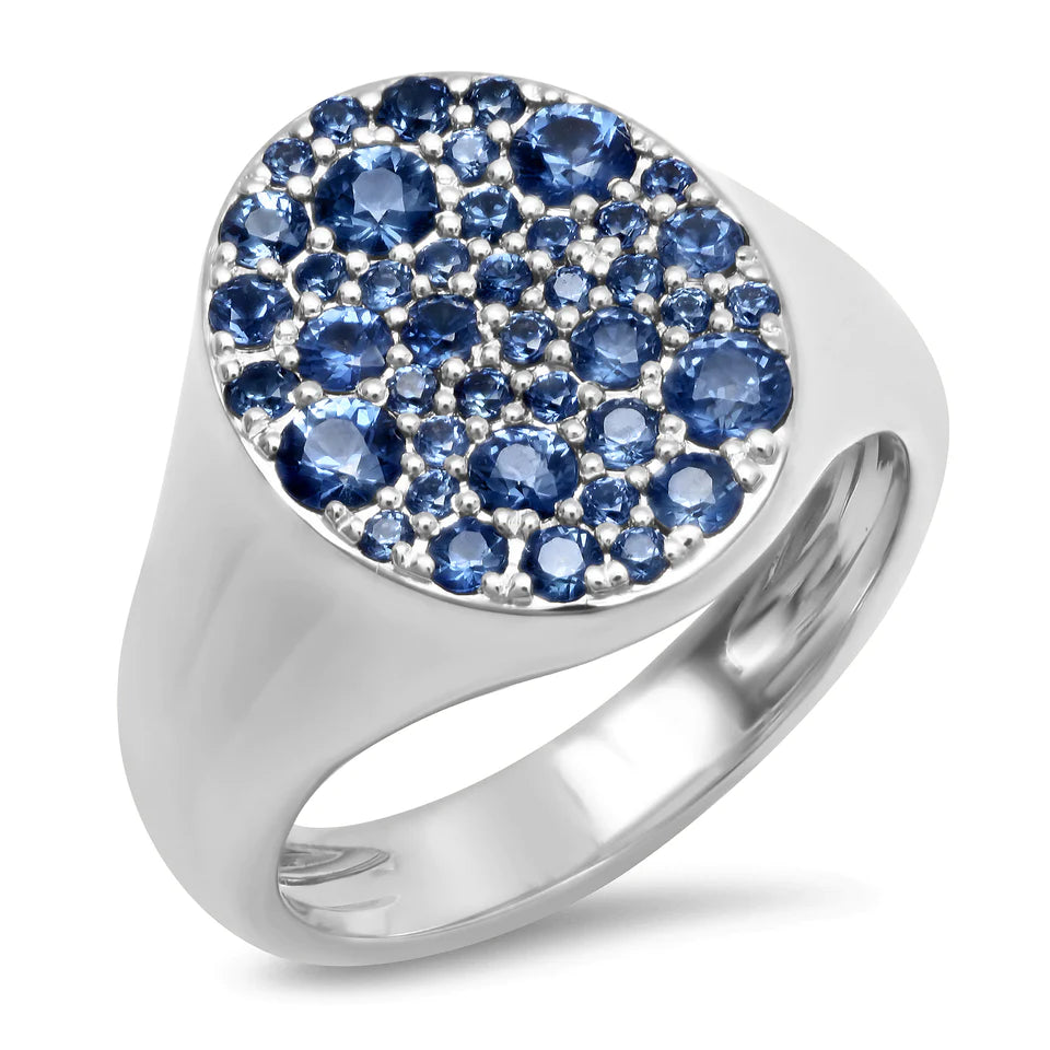 Blue Sapphire Signet Pinky Ring