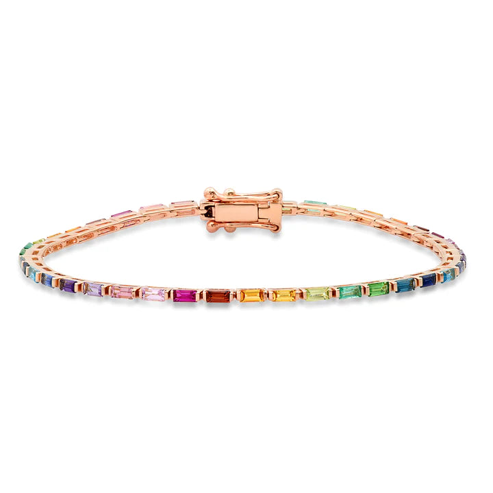 Multi Colored Baguette Tennis Bracelet