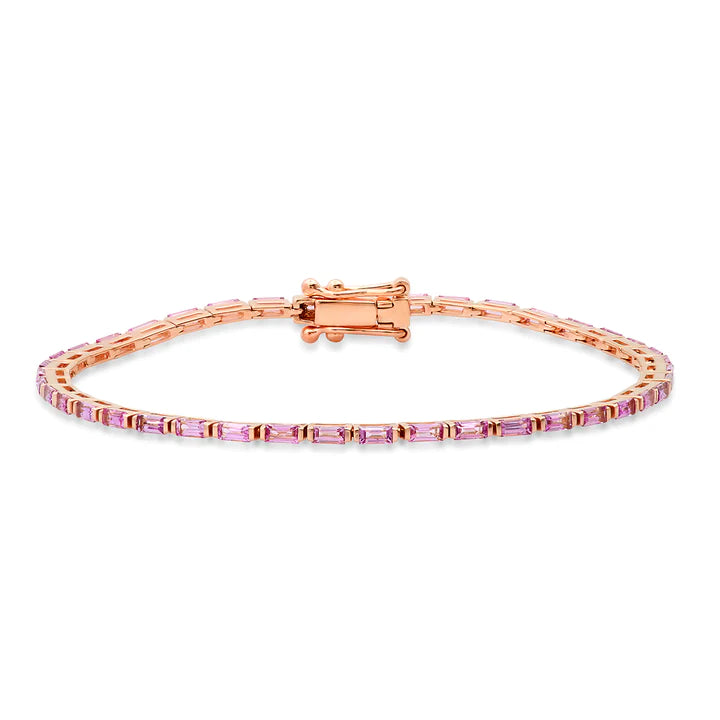 Pink Sapphire Baguette Tennis Bracelet