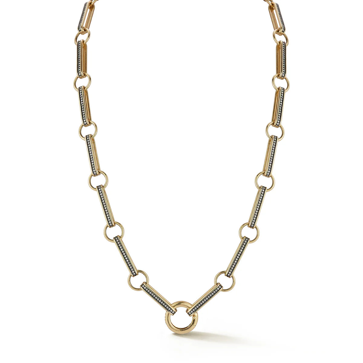 14K Gold Elongated Book 16" Diamond Pave Ellis Chain