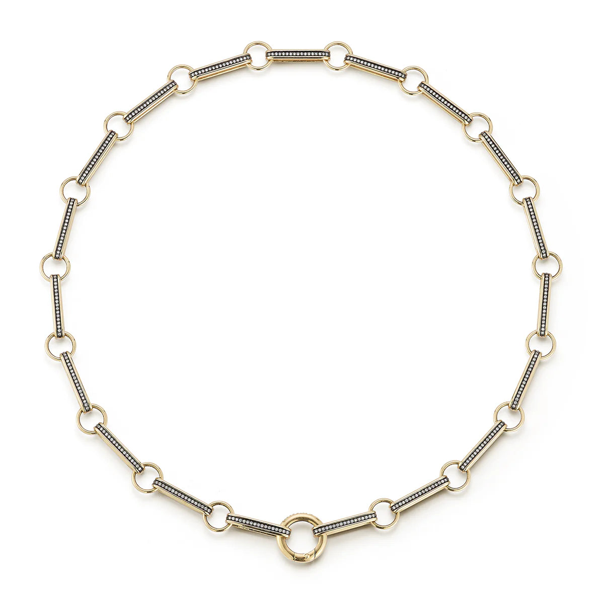 14K Gold Elongated Book 16" Diamond Pave Ellis Chain