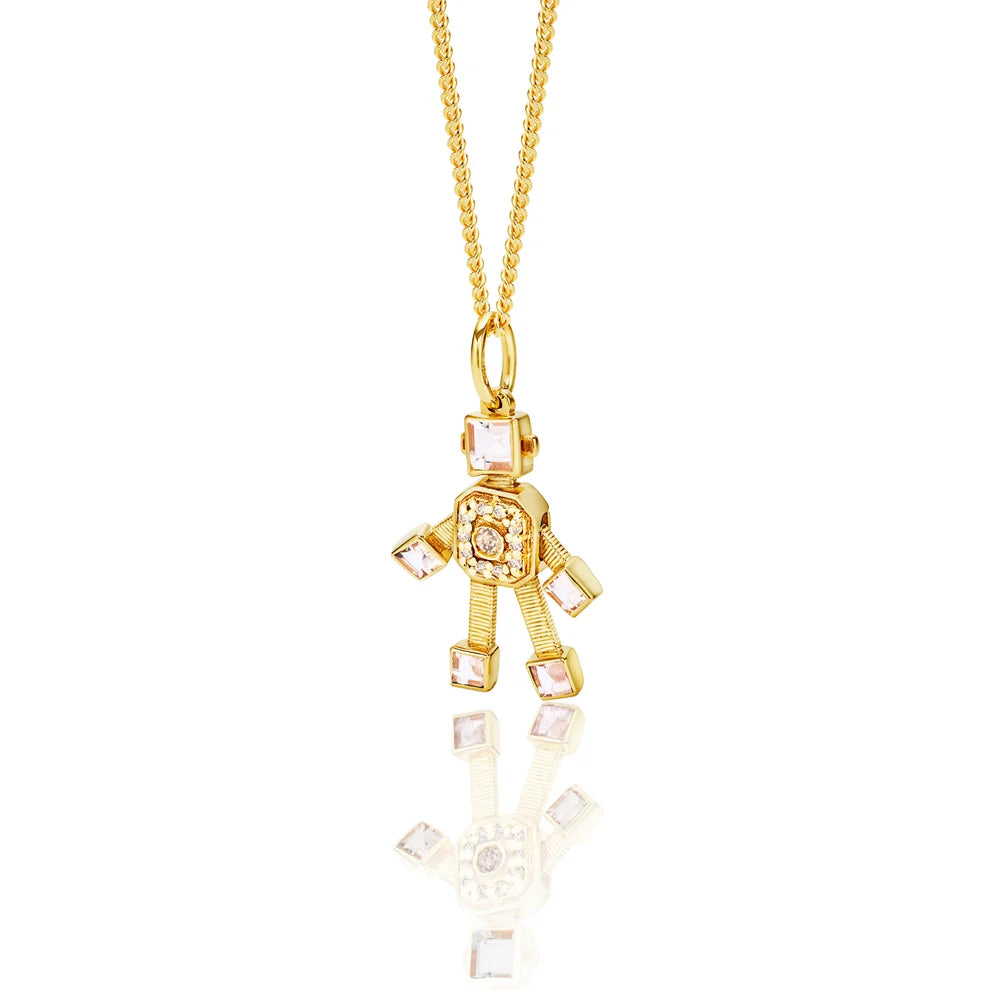 Sogno Heart Van Robot Mini Pendant Champagne Diamond Morganite