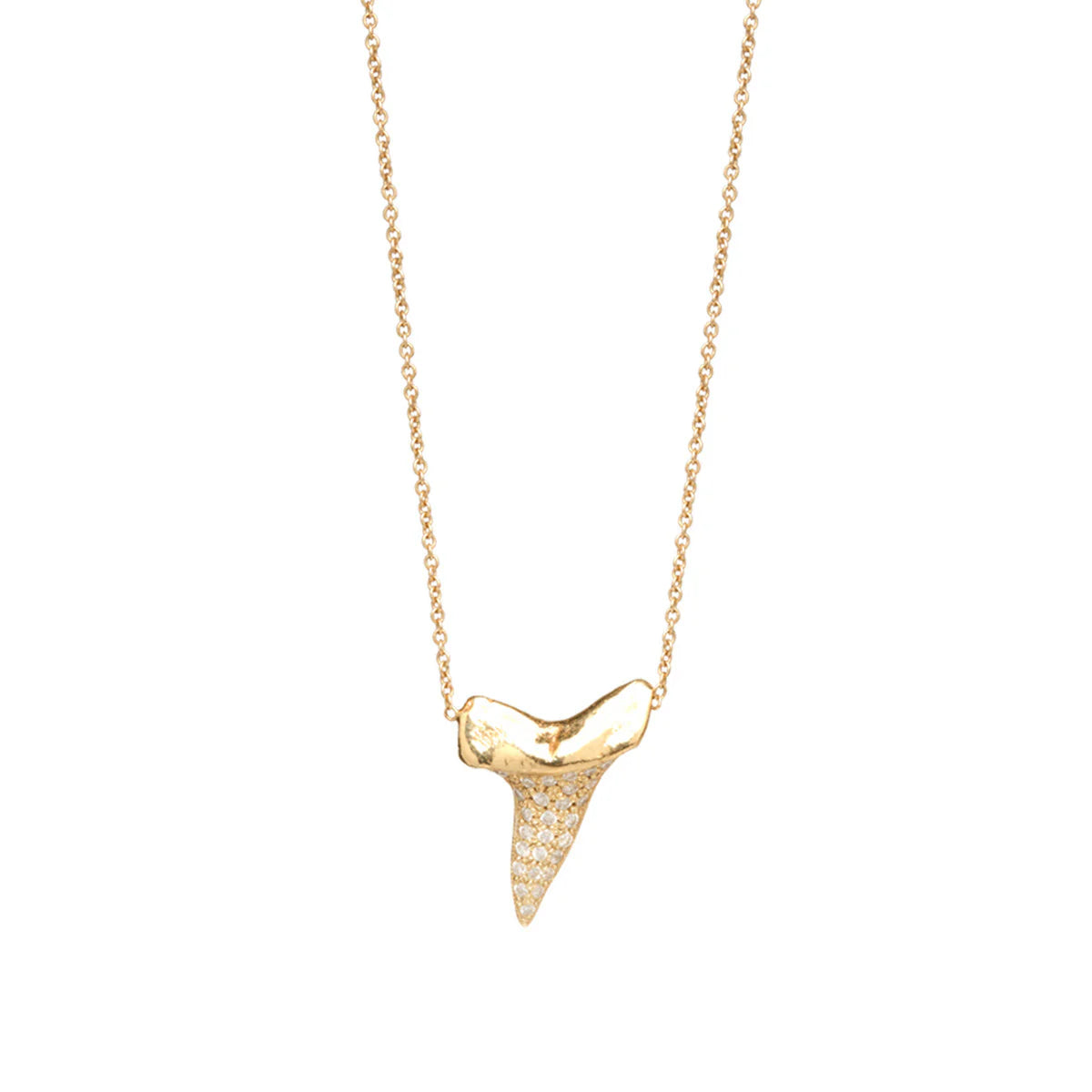14k Pavé Diamond Shark's Tooth Necklace