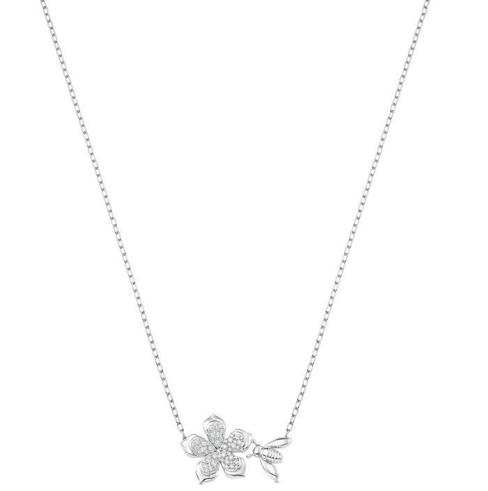 Queen Bee Gold and Diamond Pear Flower Necklace