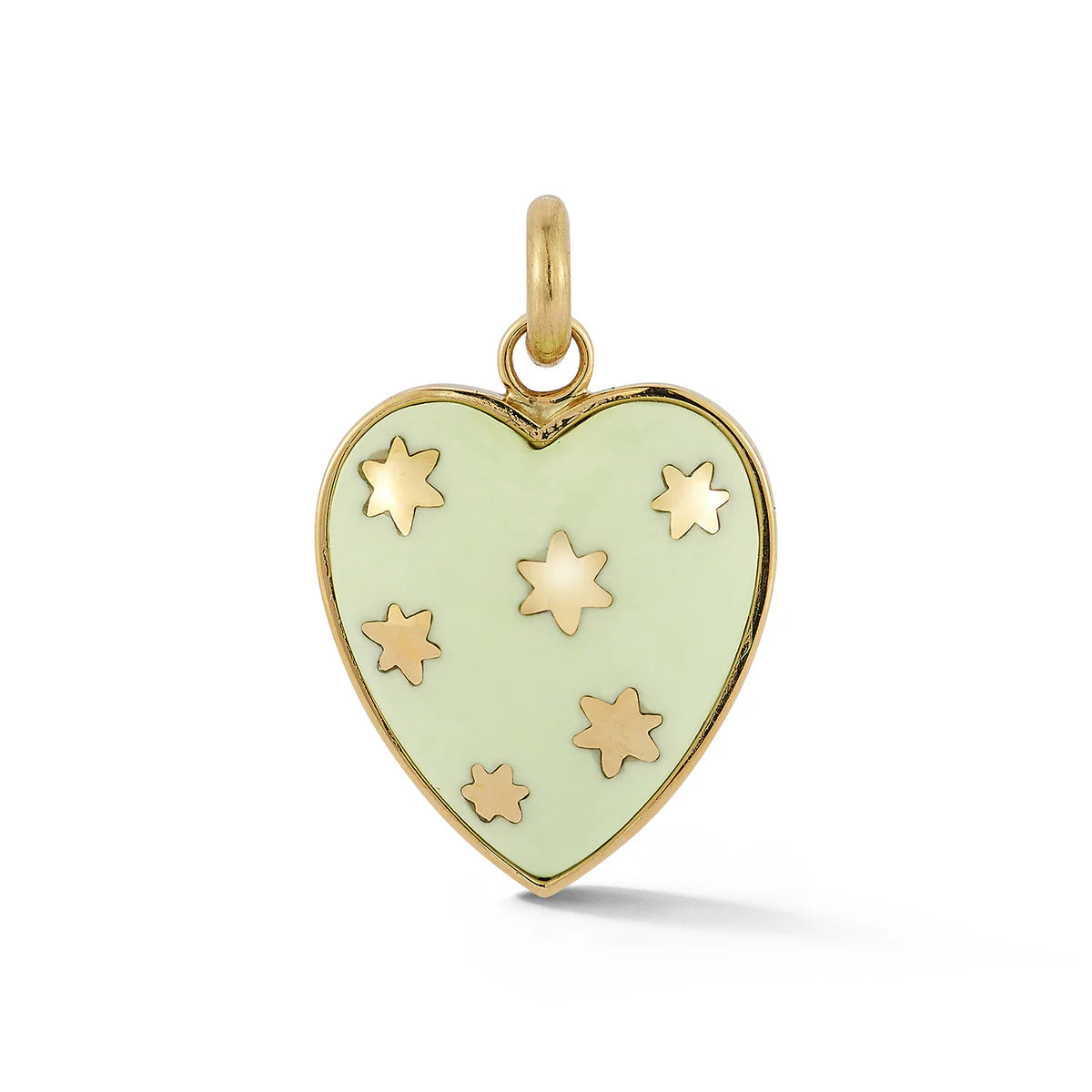 14K Gold Mint Chrysoprase Anna Heart Charm