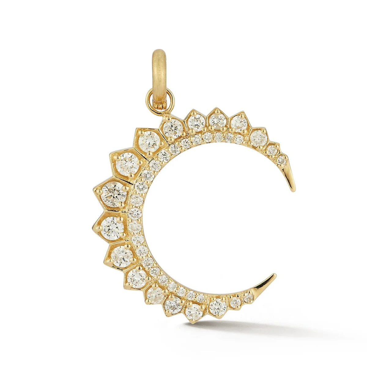 14K Gold Diamond Crescent Moon Estelle Charm