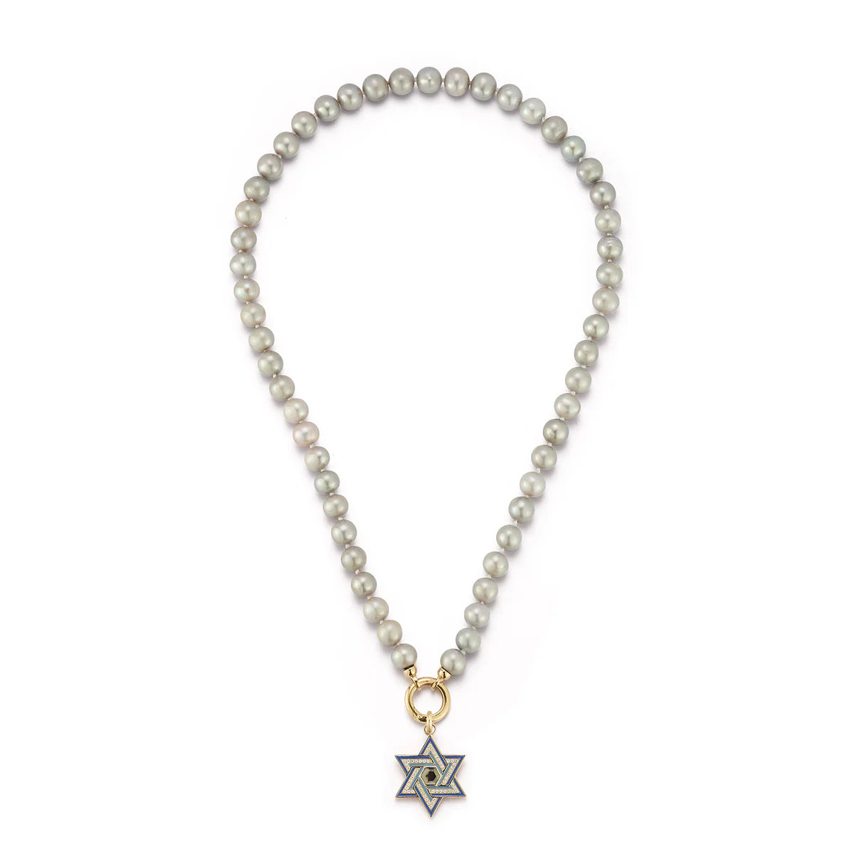14K Gold London Blue Topaz & Diamond Star Of David Charm