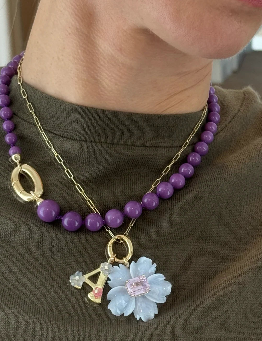 Initial Flower Pendant