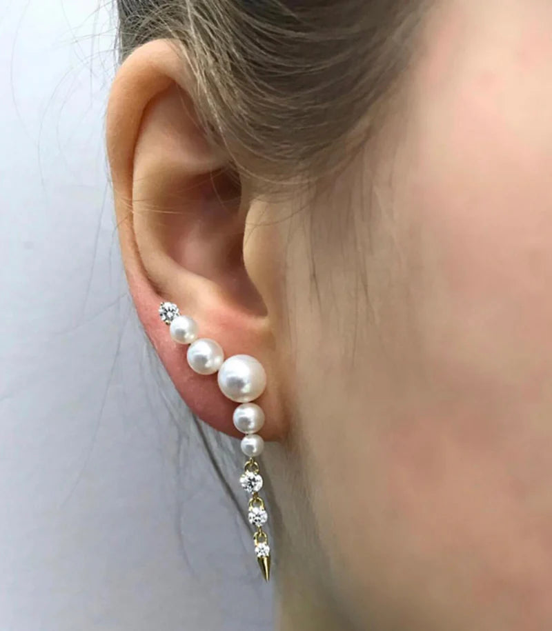 Privé Pearl Ear Climber Drops