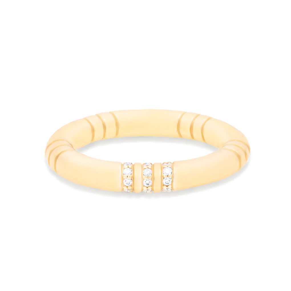 The Crew Stacking Ring - Etched & Diamond