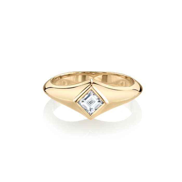 Carre Diamond Signet Knife Edge Pinky Ring