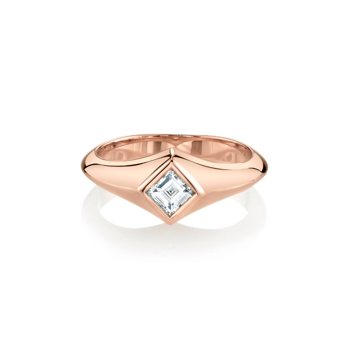 Carre Diamond Signet Knife Edge Pinky Ring