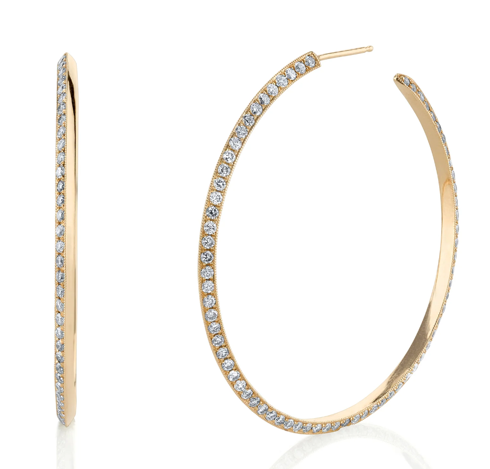 White Diamond Knife Edge Hoops