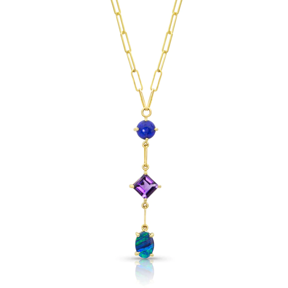 3 Stone Gemfetti Lariat Necklace