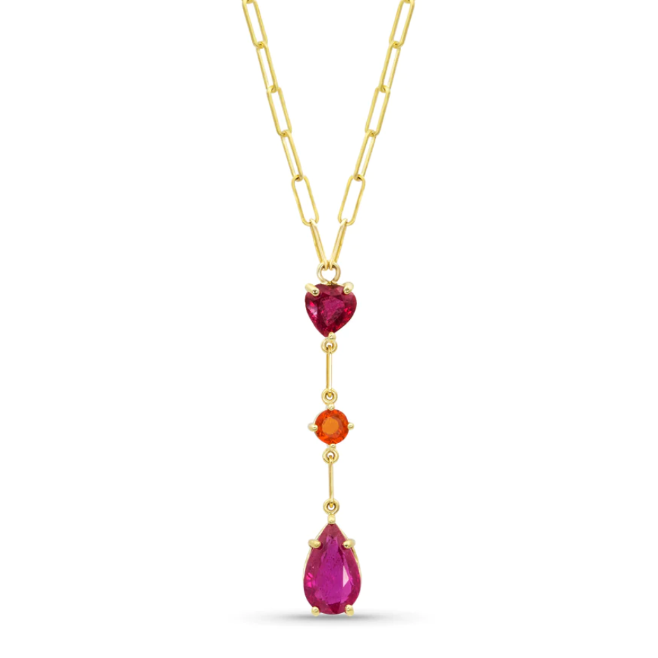 3 Stone Gemfetti Lariat Necklace