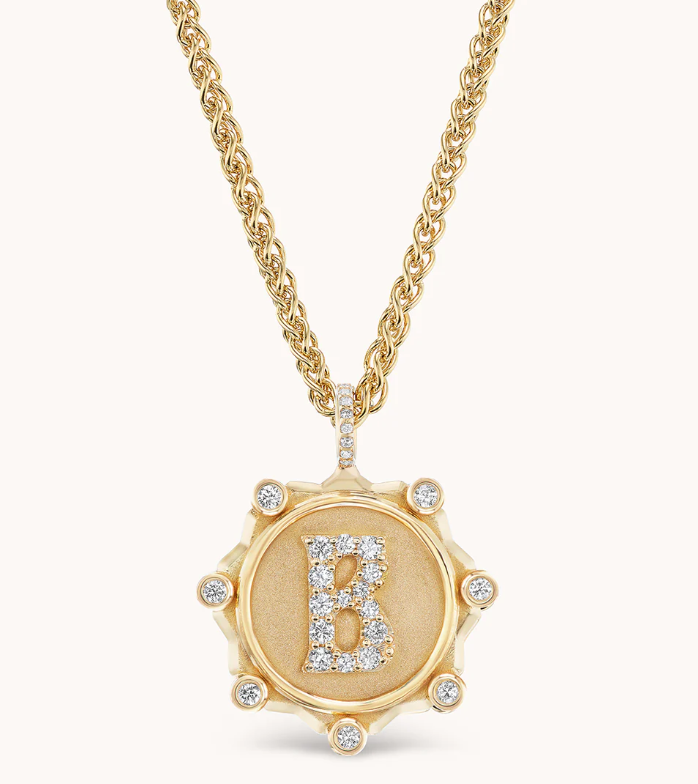 Large Alphabet Coin Pave Necklace