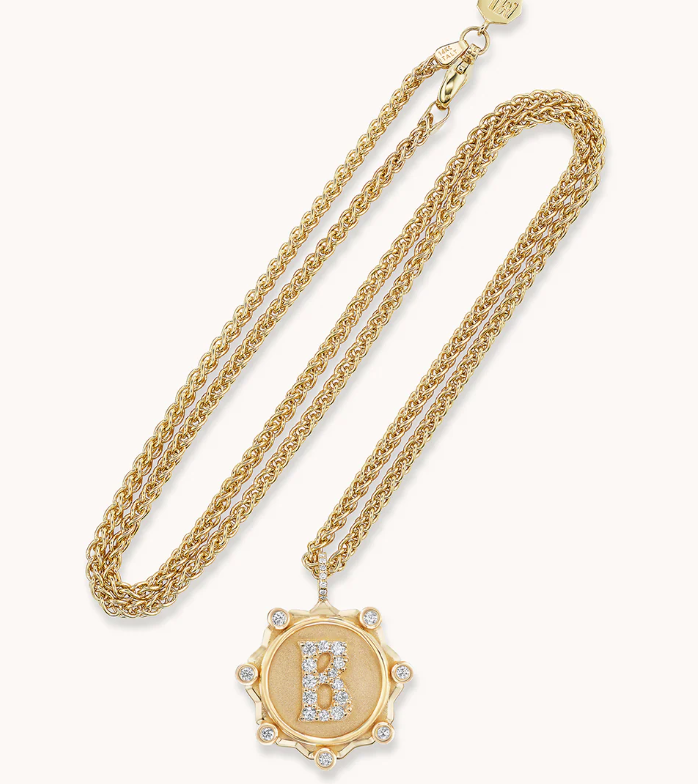 Large Alphabet Coin Pave Necklace