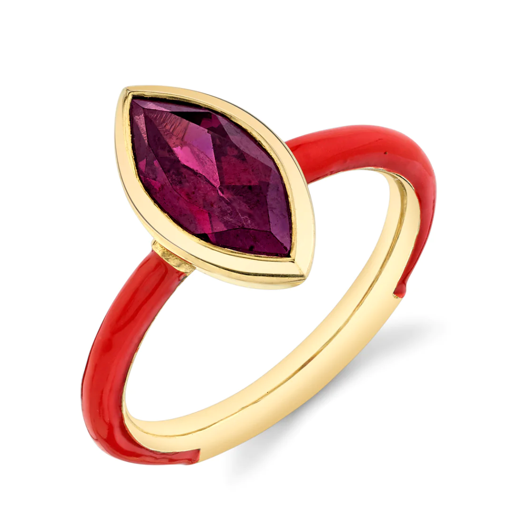 Marquis Cut Gemstone Enamel Ring