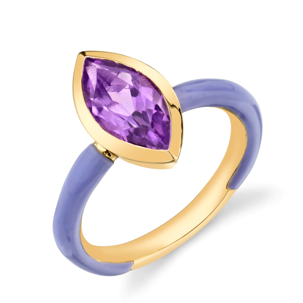 Marquis Cut Gemstone Enamel Ring