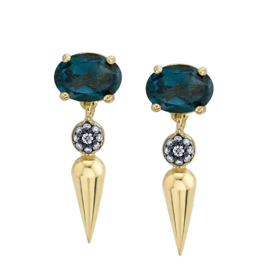 Pavé Center Spear Dangle Studs