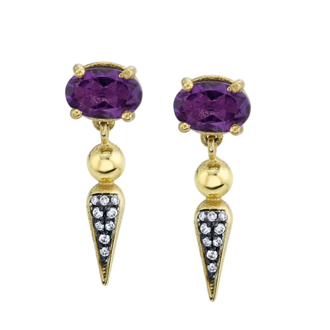 Pavé Spear Tip Dangle Studs