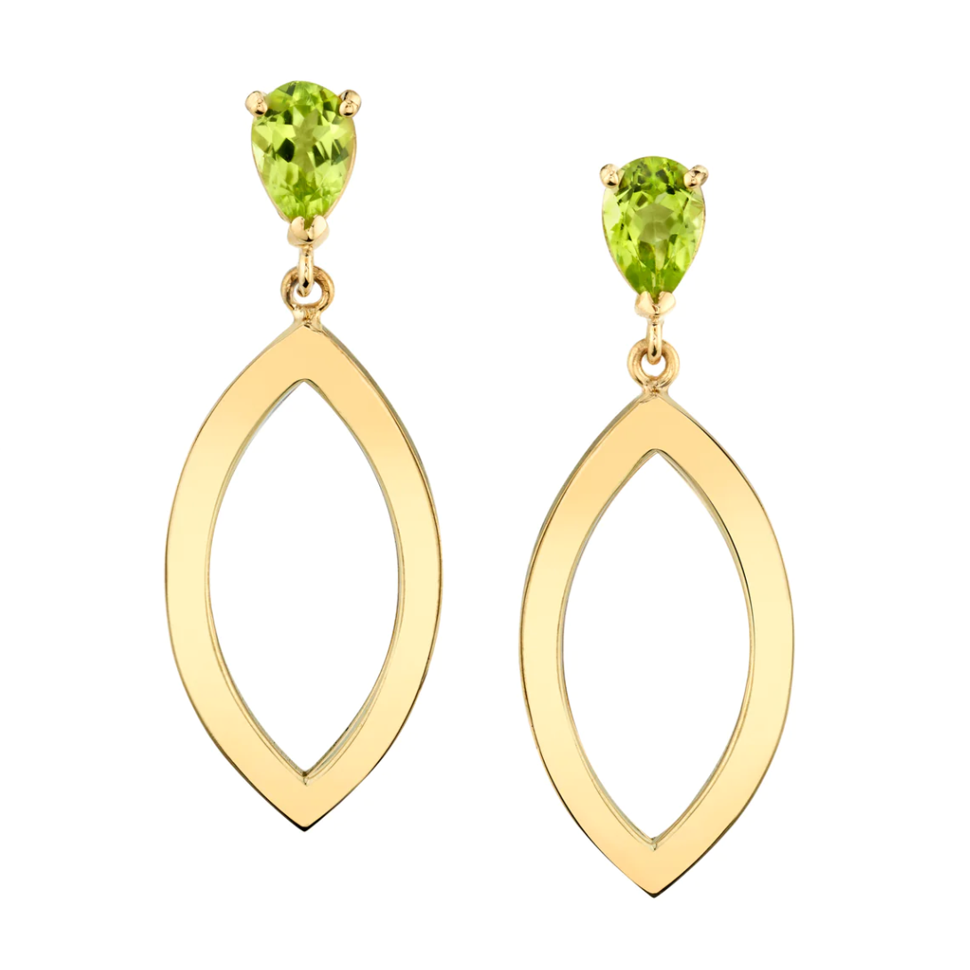 Pear Studs with Open Gold Marquis