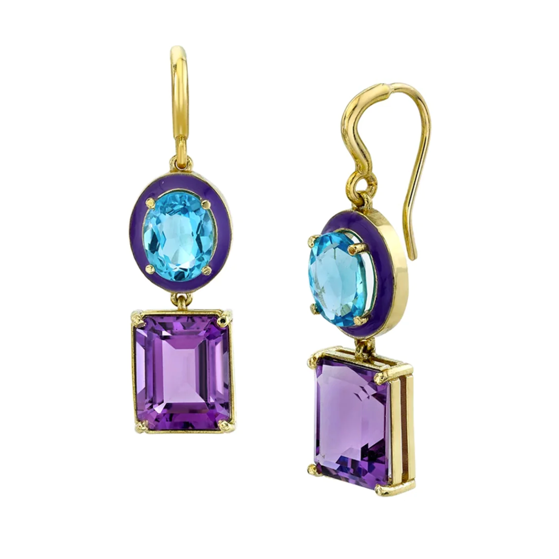 Small Gaga Enamel Gemstone Earrings