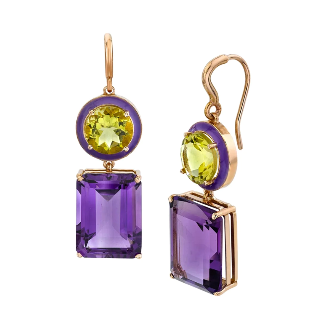 Large Gaga Enamel Gemstone Earrings