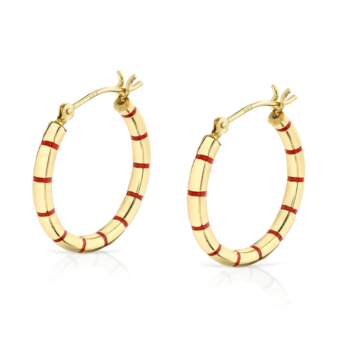 Enamel Striped Hoops