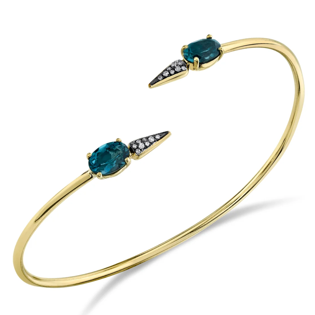 Pave Spear Twist Bangle - Diamond