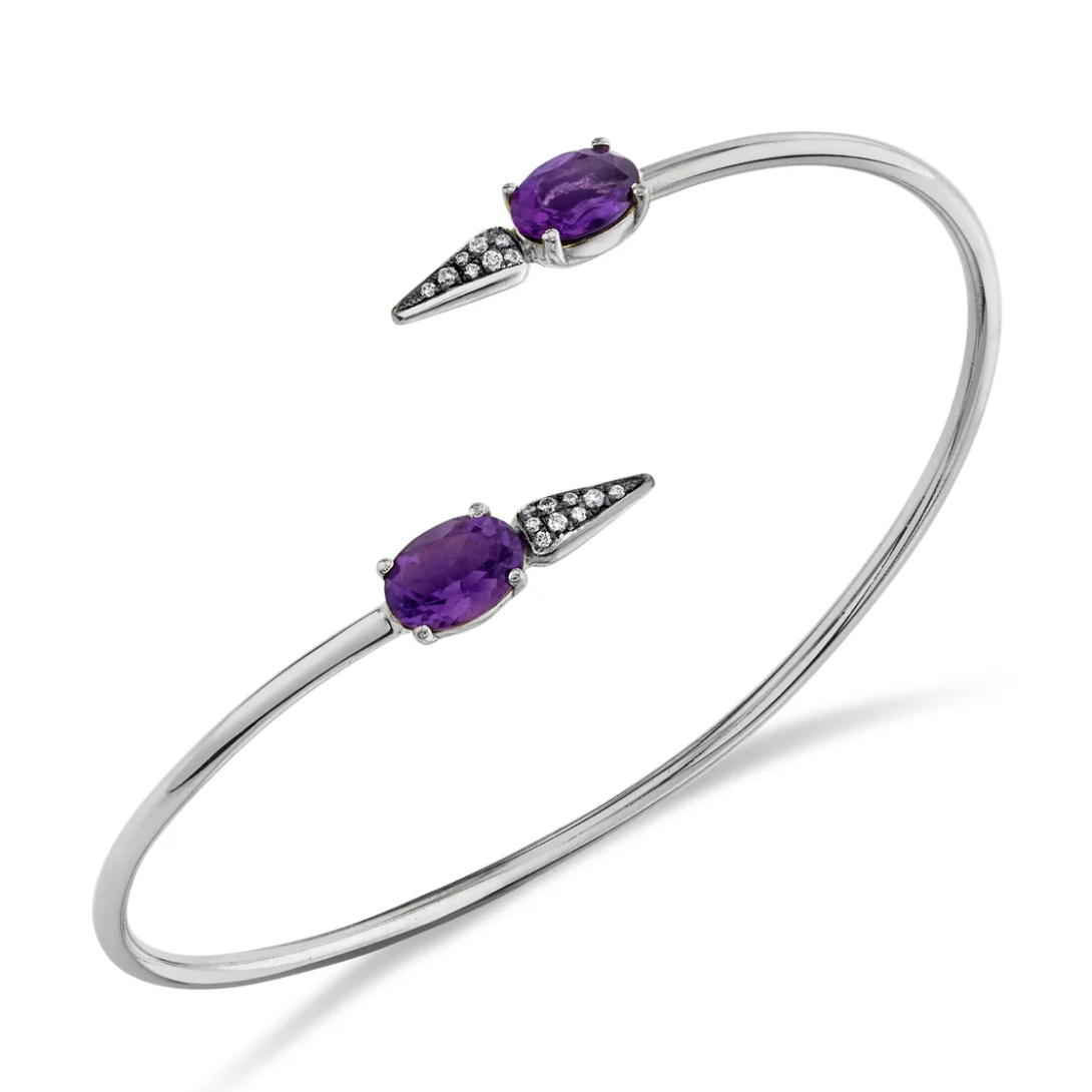 Pave Spear Twist Bangle - Diamond