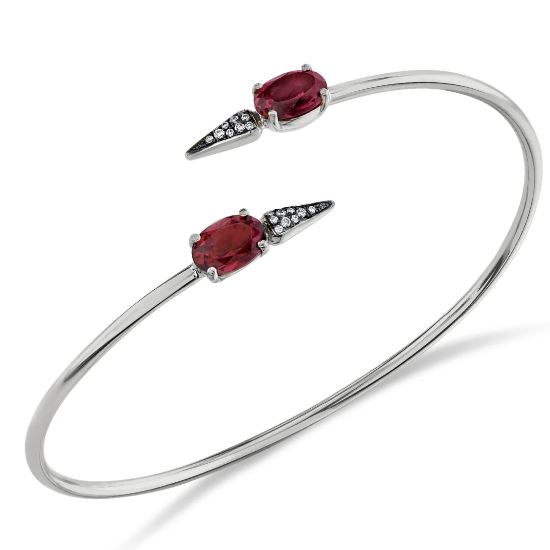 Pave Spear Twist Bangle - Diamond