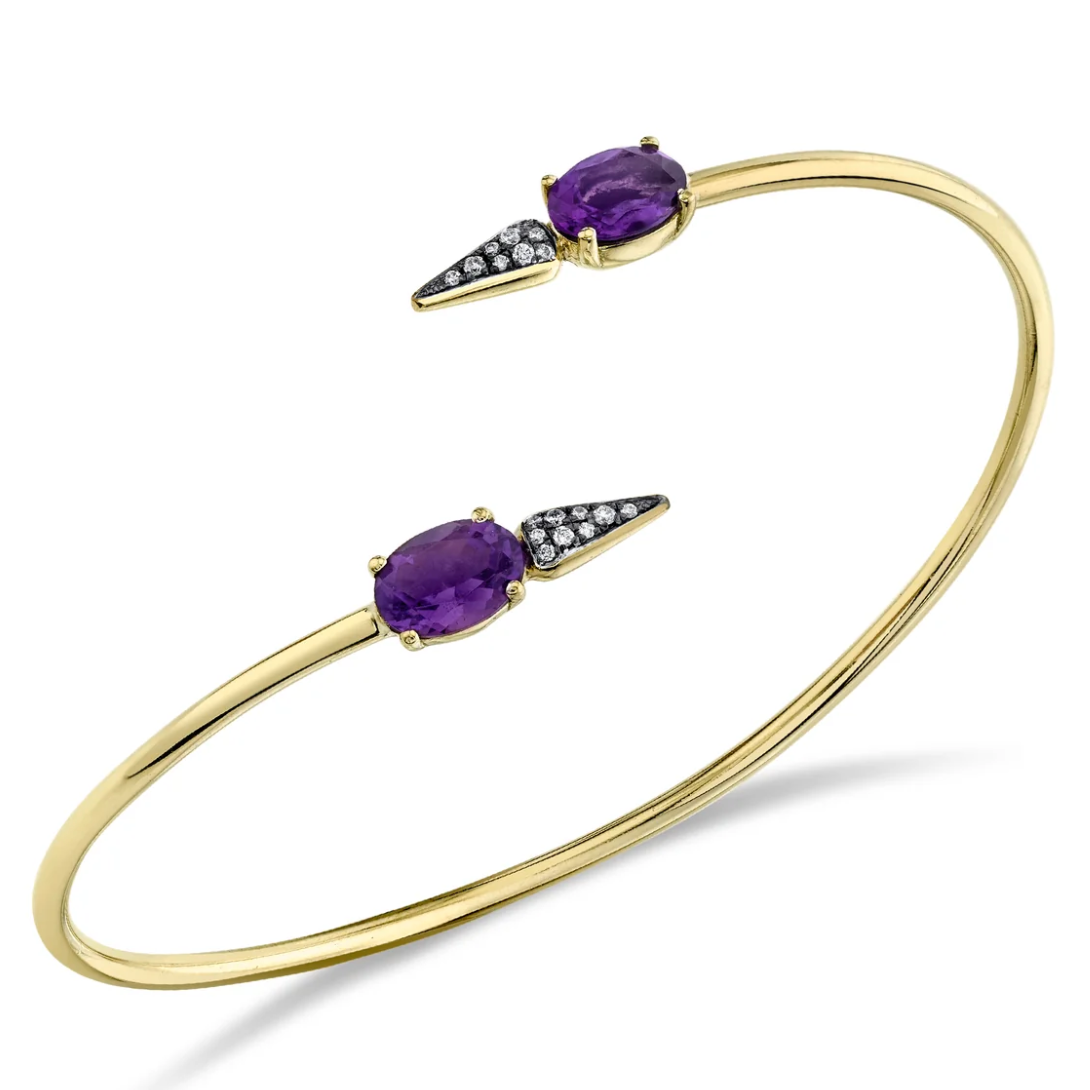 Pave Spear Twist Bangle - Diamond