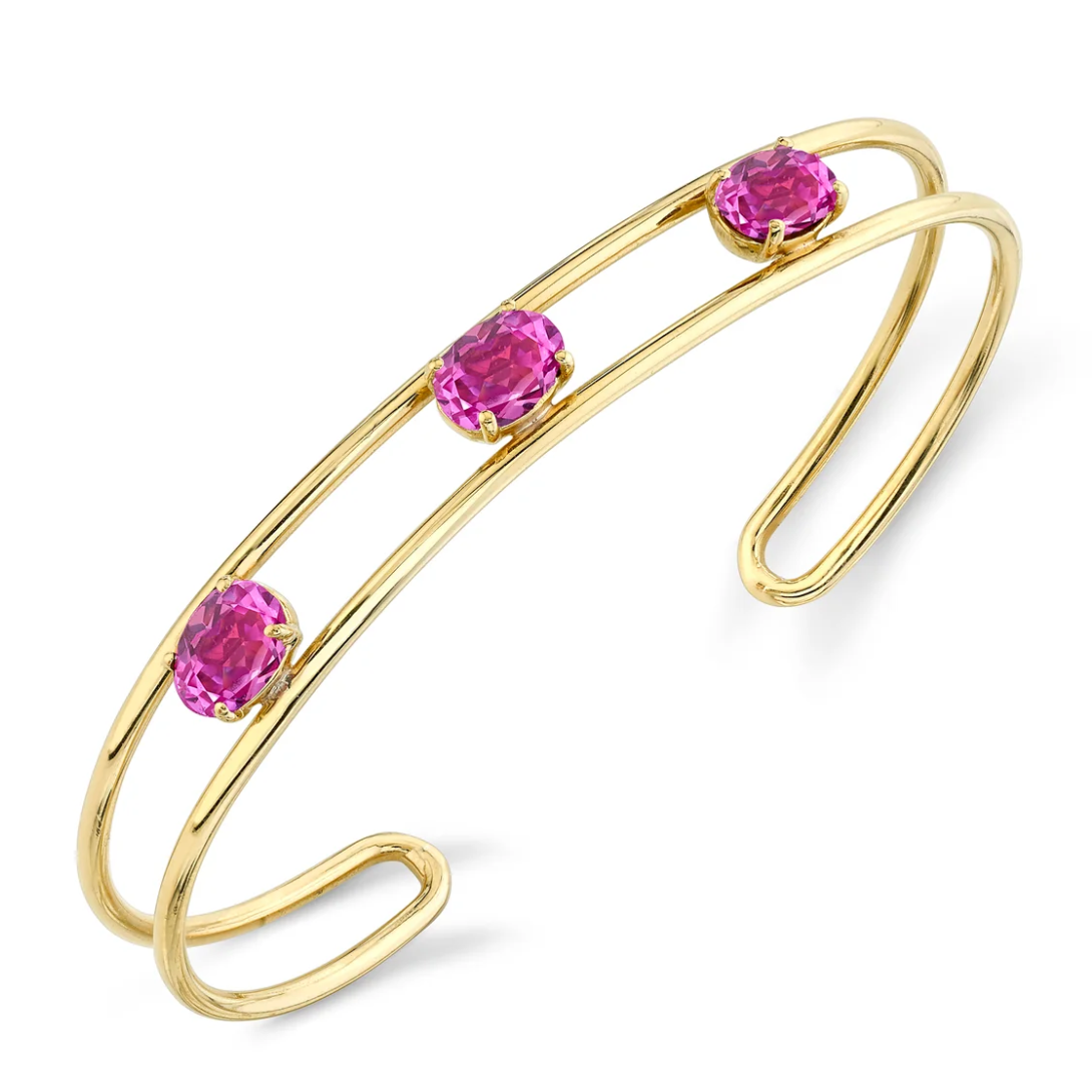 Tres Stone Double Wire Cuff