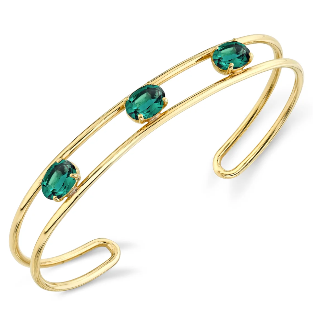 Tres Stone Double Wire Cuff